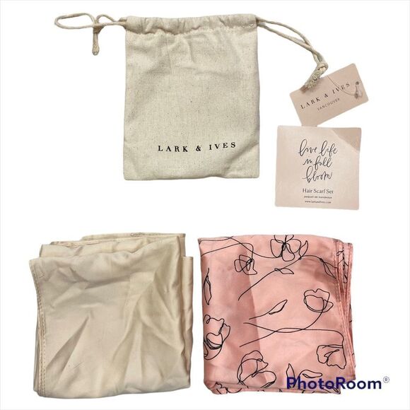 New With Tags Lark & Ives Minimalist Hair Scarf Bundle Pink and Ivory - Picture 4 of 12